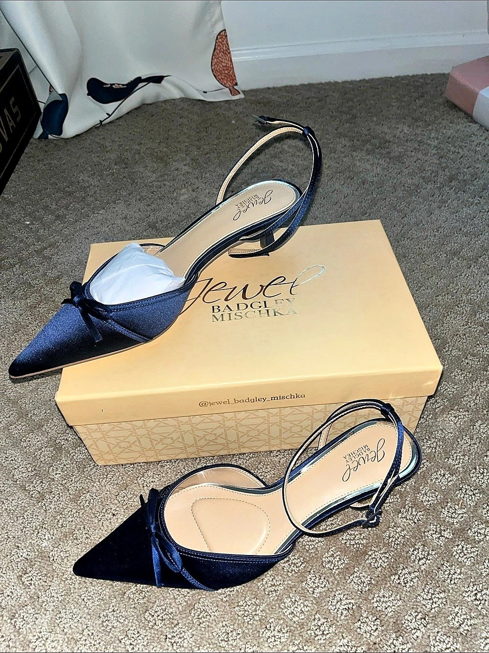Jewel Badgley Mischka Talasia Pointed Toe Heels in Blue US 10